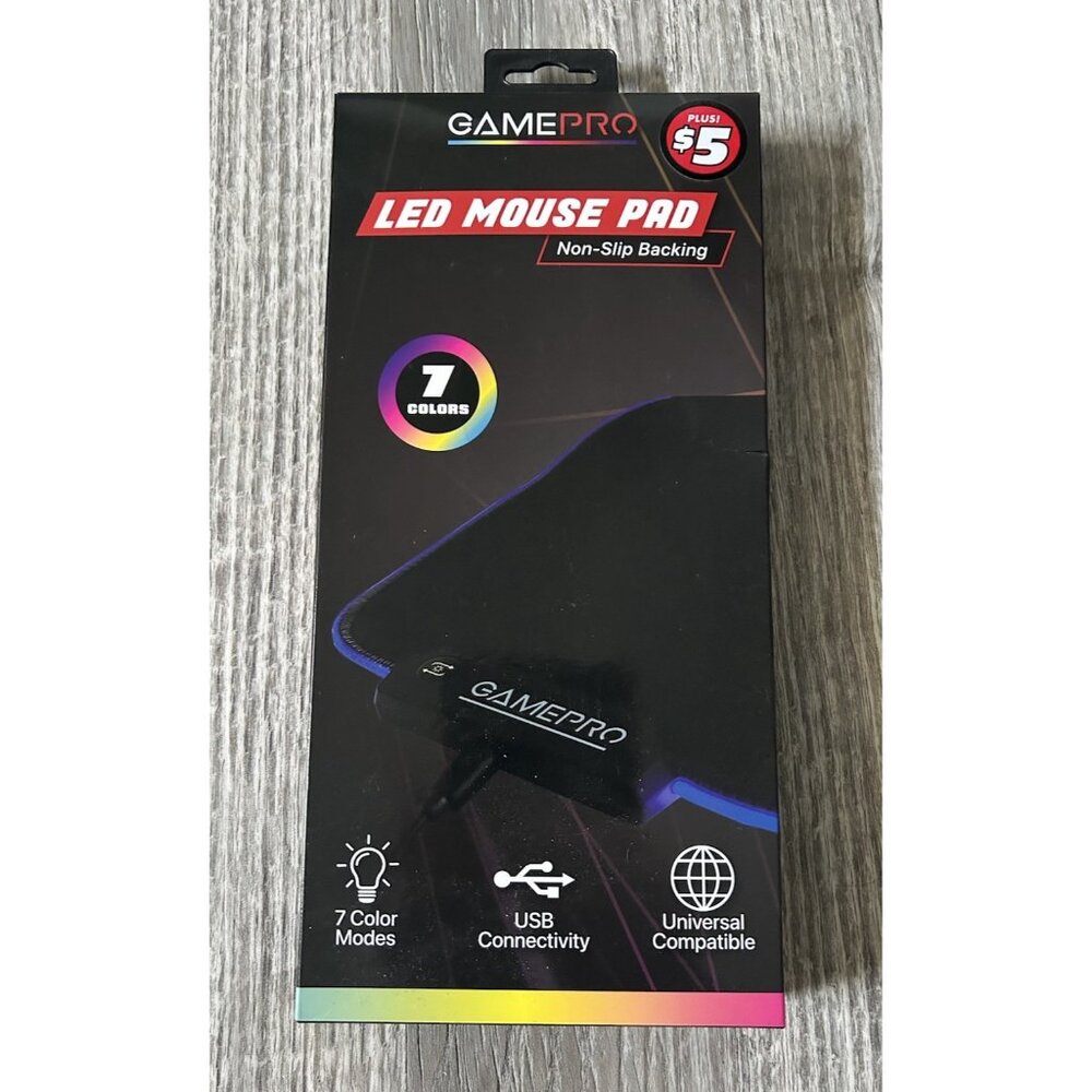 GamePro Led Mouse Pad USB Connectivity 7 Color Models Large 10 x 13 in